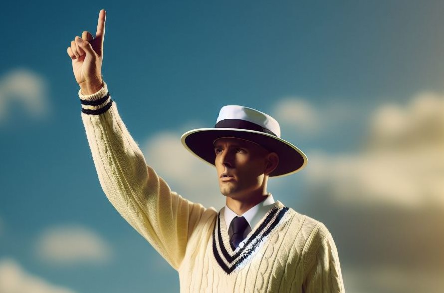 An umpire giving a batsman out