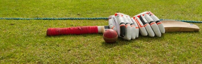 cricket batting gloves on the ground