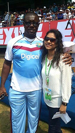 Priya Lal with West Indies former captain Richie Richardson